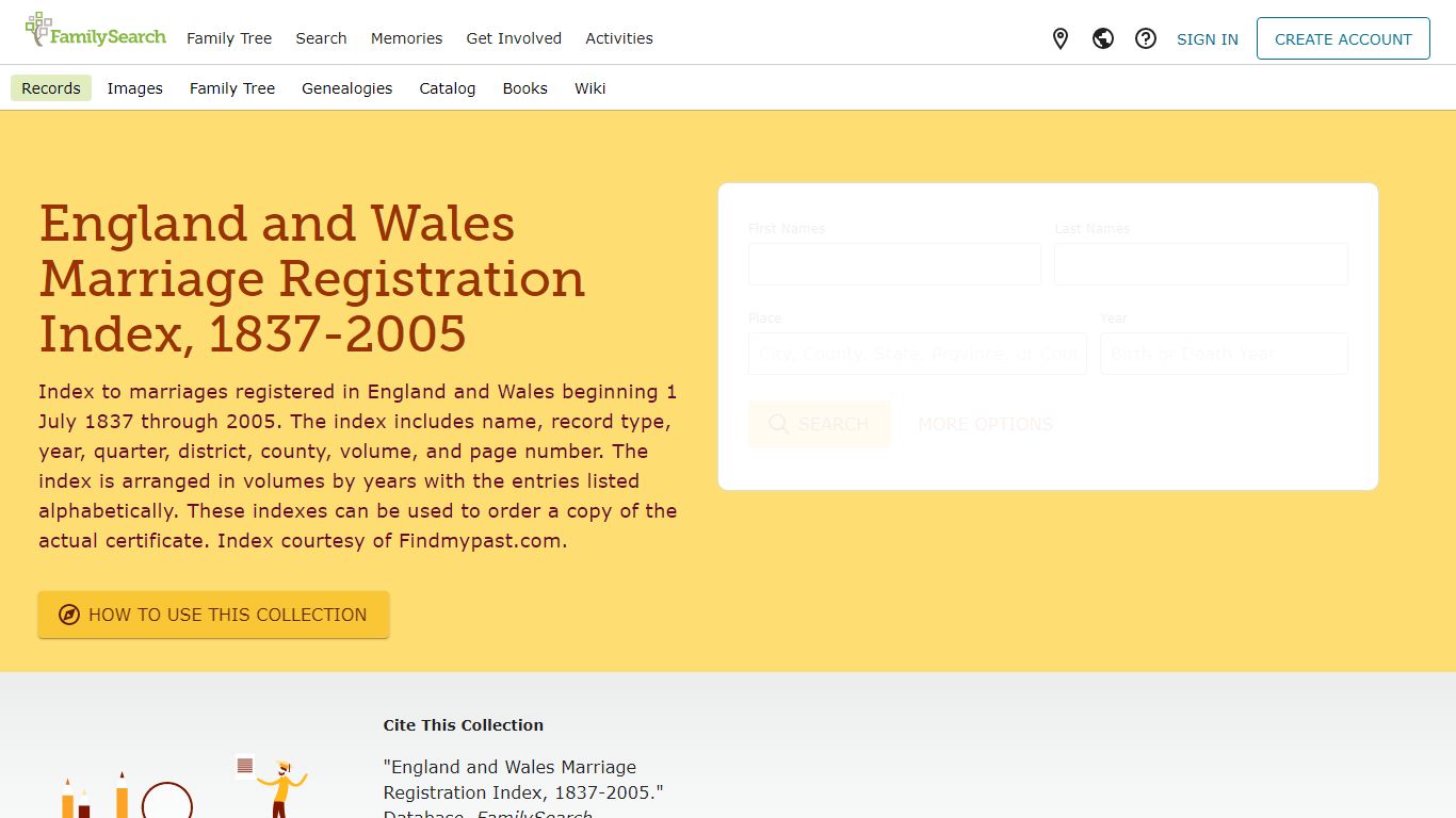 England and Wales Marriage Registration Index, 1837-2005